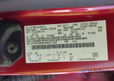 2017 Ford F-150 Xlt from USA, damaged, VIN 1FTEW1EG7HKE11122